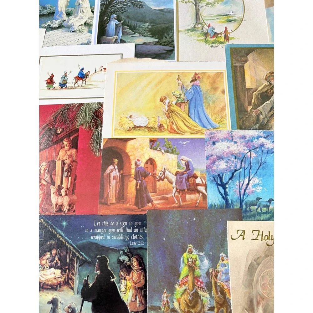 Vintage Christmas Cards Fronts ONLY Nativity Scrapbooking Crafts Lot of 50+